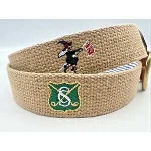 Stanwich Club Golf Belt YRI Needlepoint Canvas & Leather  Witch Logo Size 38